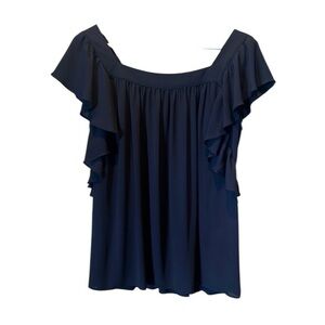 Ann Taylor Women’s Navy Blue Ruffle Sleeve Blouse Size Medium